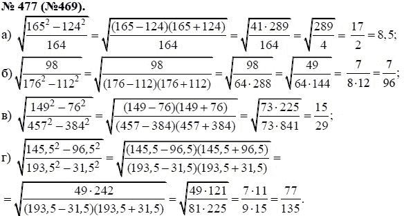 Ответ к задаче № 477 (469) - Макарычев Ю.Н., Миндюк Н.Г., Нешков К.И., гдз по алгебре 8 класс